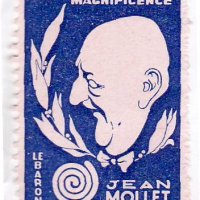 TIMBRE À L'EFFIGIE DU BARON MOLLET. FOND BLEU