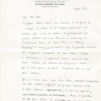 BROUILLON DE LETTRE DE LOUIS BARNIER À RENÉ CHAR