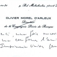 CARTE DE OLIVIER MOREL D'ARLEUX