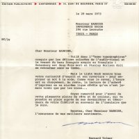 LETTRE DE BERNARD TOLMER